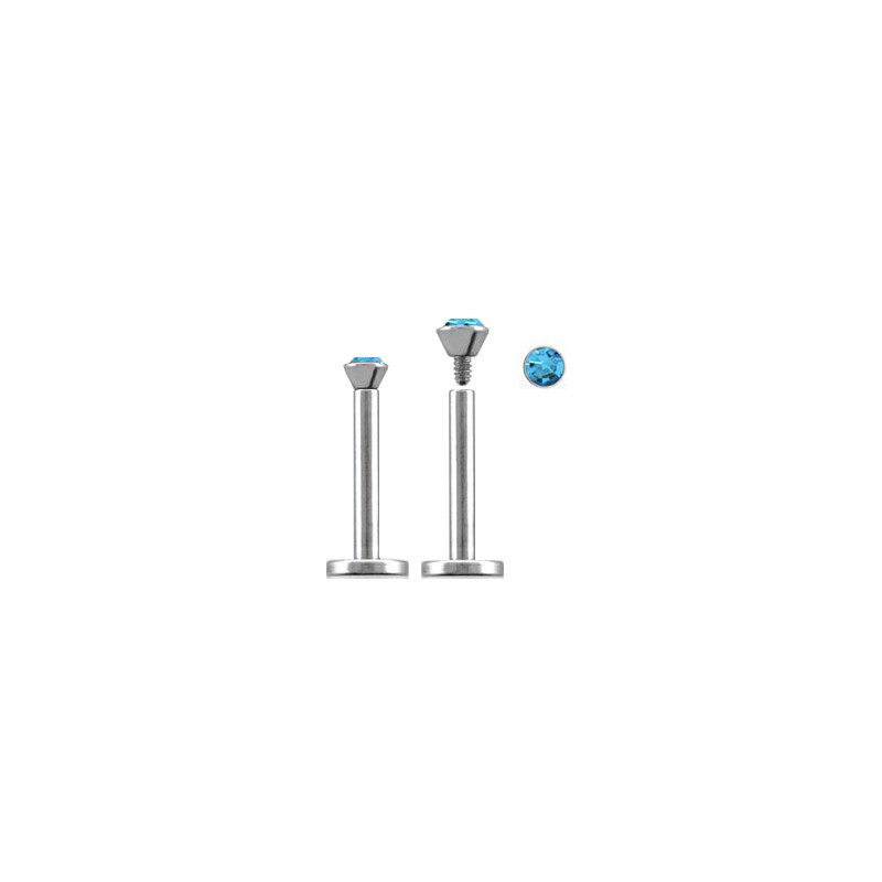 Piercing labret lèvre acier 8mm bleu saphir clair Yzox Piercing labret3,60 €