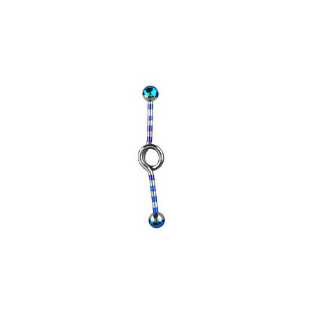 Piercing industriel bleu clair loop zébré 35mm Piercing oreille6,60 €