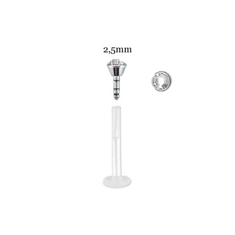Piercing labret lèvre 6mm cristal blanc Seaz Piercing labret2,99 €