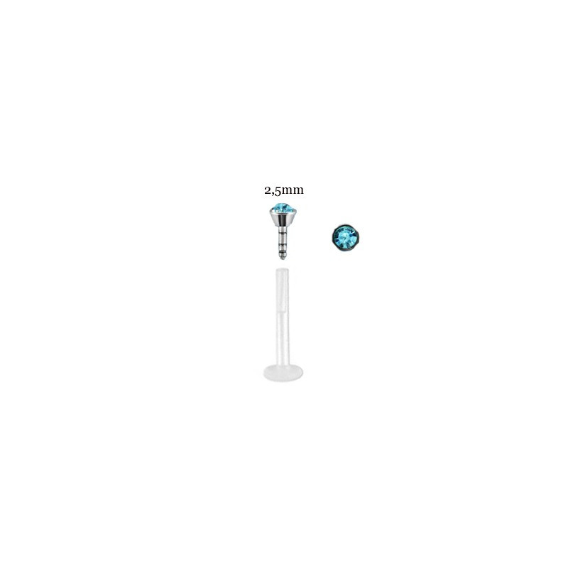 Piercing labret lèvre 10mm cristal bleu aqua Hady Piercing labret2,99 €