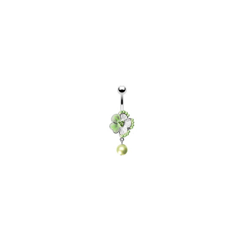 Piercing nombril avec une fleur verte et perle nacrée Fyt Piercing nombril6,80 €