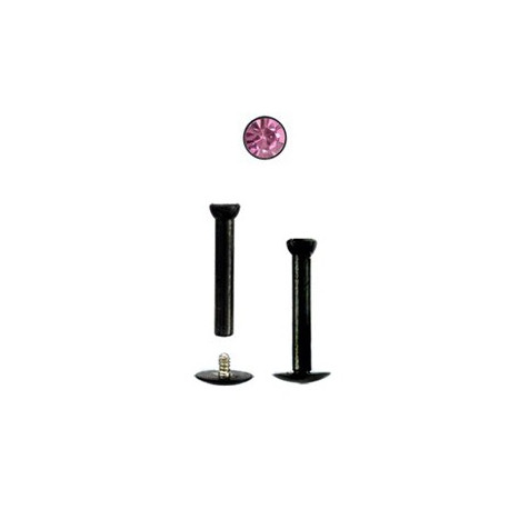 Piercing labret lévre 8mm noir strass rose Kux Piercing labret4,40 €