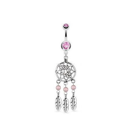 Piercing nombril avec piégeur de rêve rose Kruf Piercing nombril7,95 €