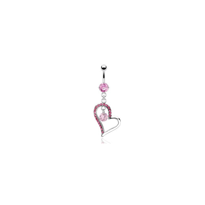 Piercing nombril cœur et une perle en zirconium rose Ky Piercing nombril8,80 €