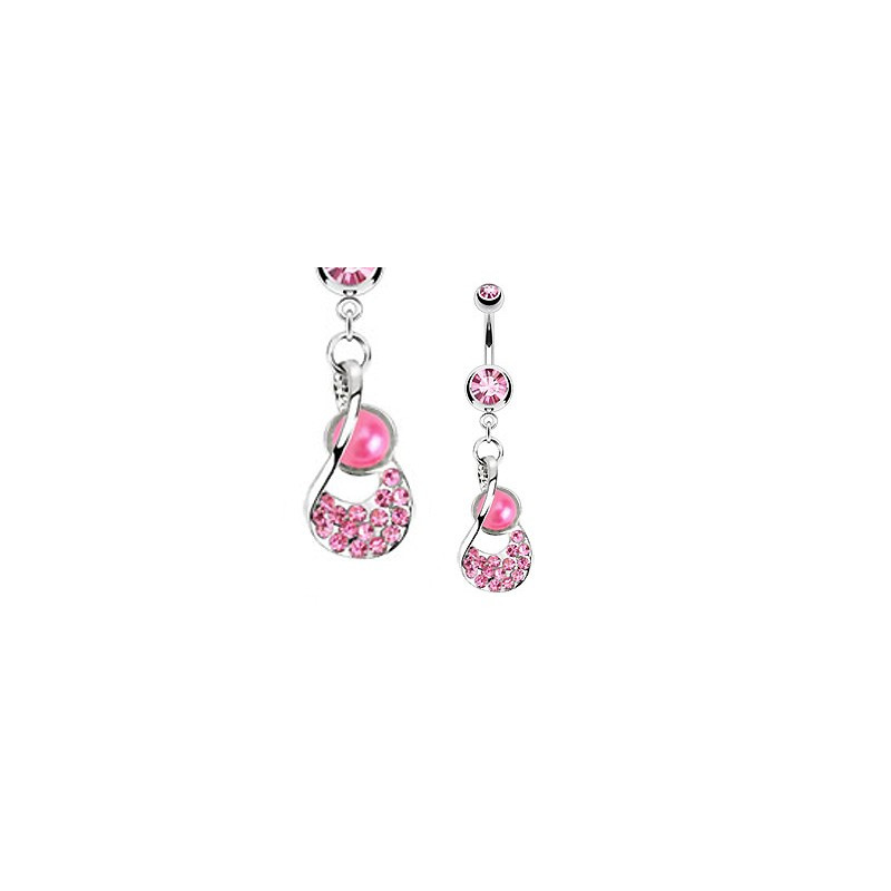 Piercing nombril anneau twist rose et perle Hot Piercing nombril7,80 €