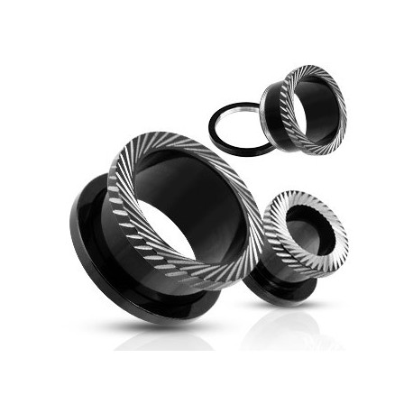 Piercing tunnel acier noir ciselé 6mm Set Piercing oreille5,99 €