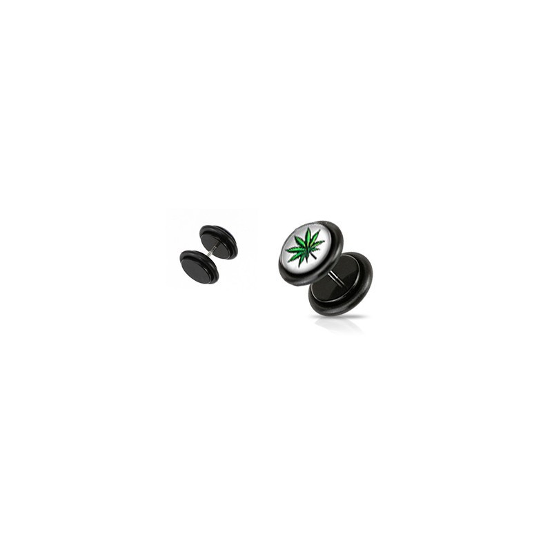 Faux piercing plug feuille de cannabis verte Pir Faux piercing3,30 €