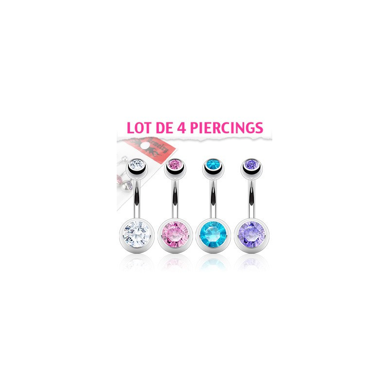 Piercing nombril lot de 4 piercings crystals Sy Piercing nombril9,49 €