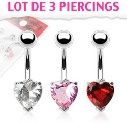 Lot de 3 Piercings nombril en forme de cœur Swat Piercing nombril9,75 €