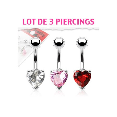 Lot de 3 Piercings nombril en forme de cœur Swat Piercing nombril9,75 €