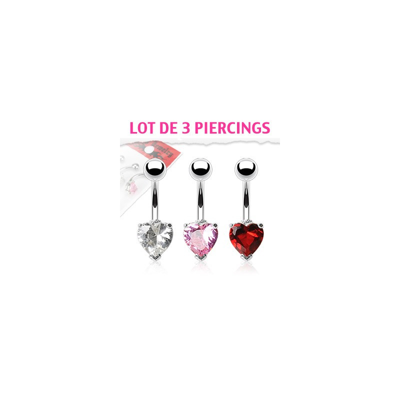 Lot de 3 Piercings nombril en forme de cœur Swat Piercing nombril9,75 €