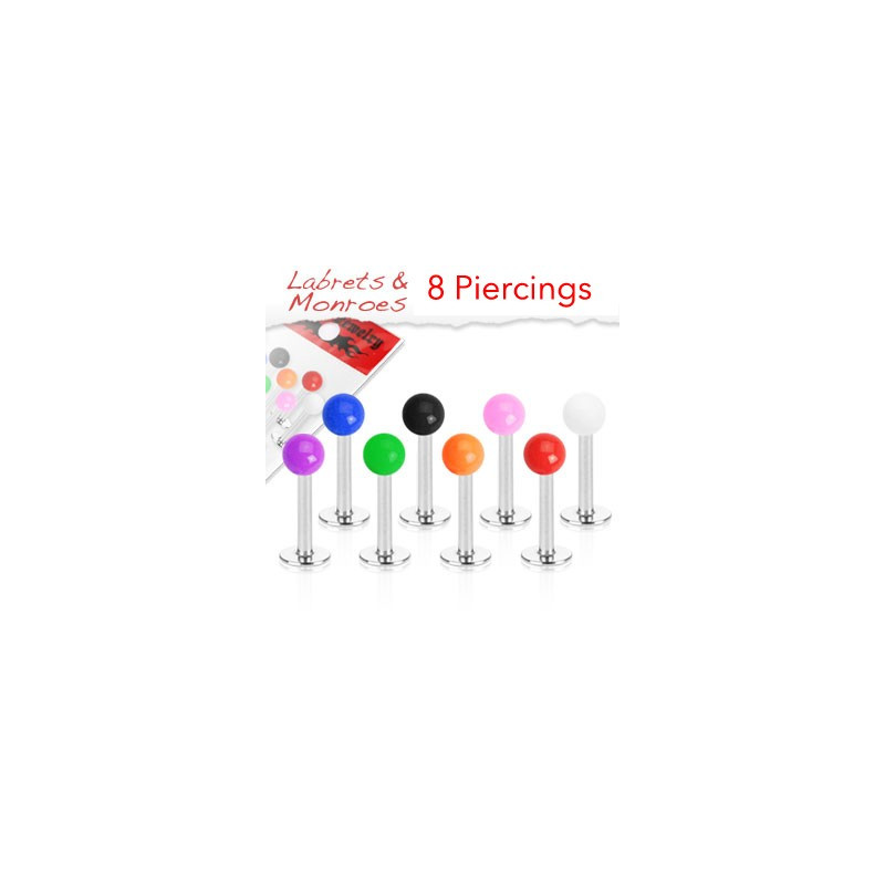 Lot de 8 piercings labret lèvre 8mm boules Hasuk Piercing labret8,49 €