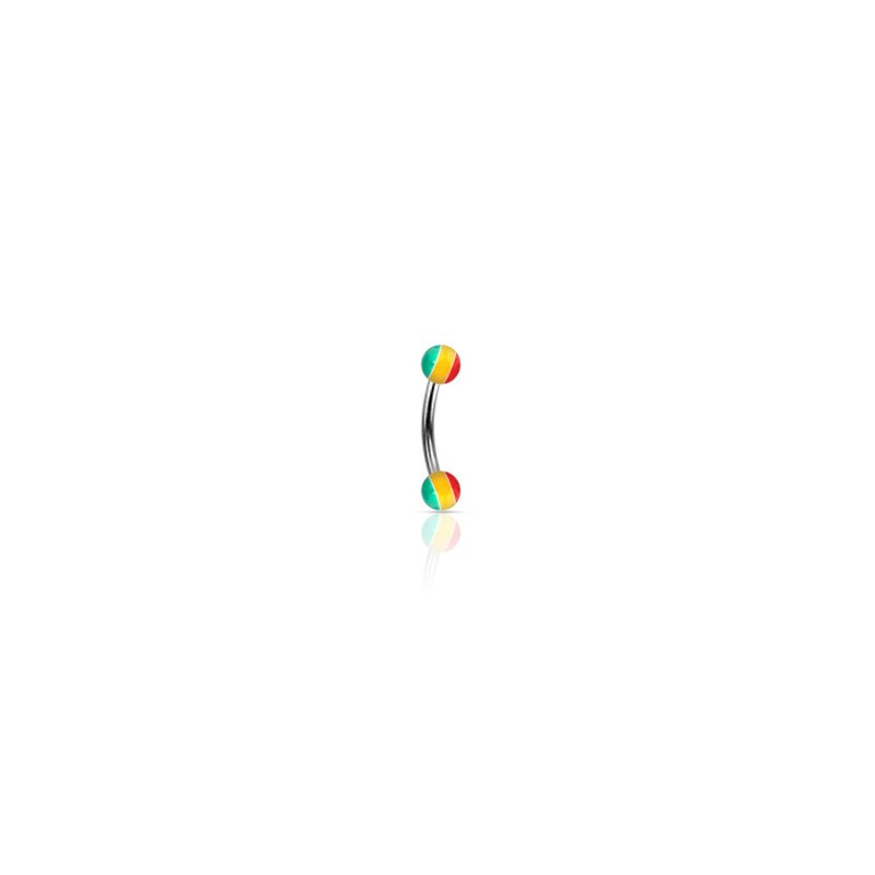 Piercing arcade 10mm avec boules Rasta 4mm Haret Piercing arcade3,20 €