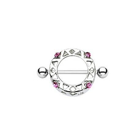 Piercing téton bouclier acier et cristal rose Won Piercing téton6,60 €