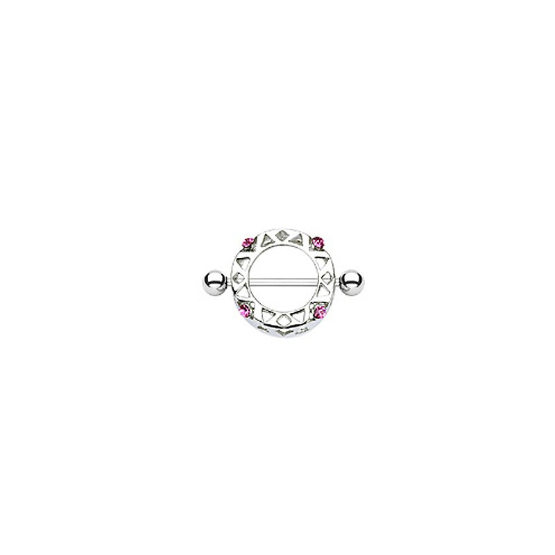 Piercing téton bouclier acier et cristal rose Won Piercing téton6,60 €