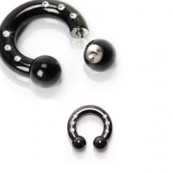 Piercing fer à cheval 14 x 5mm noir et zirconium Vios Piercing oreille8,49 €