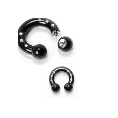 Piercing fer à cheval 16 x 6mm noir et zirconium Vifs Piercing oreille8,49 €