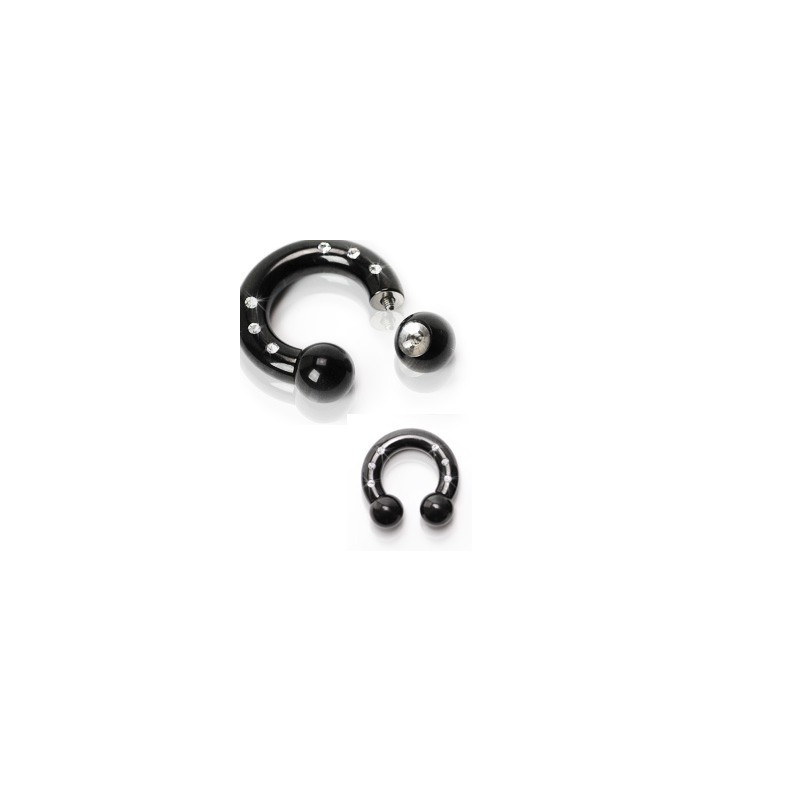 Piercing fer à cheval 16 x 6mm noir et zirconium Vifs Piercing oreille8,49 €