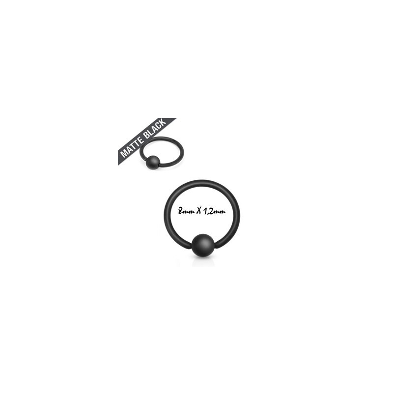 Piercing anneau 8 x1,2mm noir mat et boule Kuta Piercing oreille4,49 €