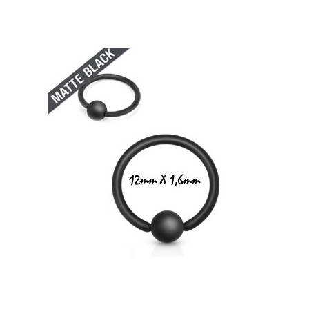 Piercing anneau 12 x 1,6mm noir mat et boule Buz Piercing oreille4,49 €