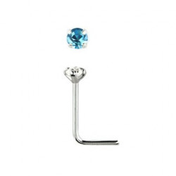 Piercing nez coudé bleu aqua 2mm serti Piercing nez2,20 €