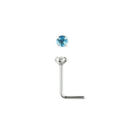 Piercing nez coudé bleu aqua 2mm serti Piercing nez2,20 €