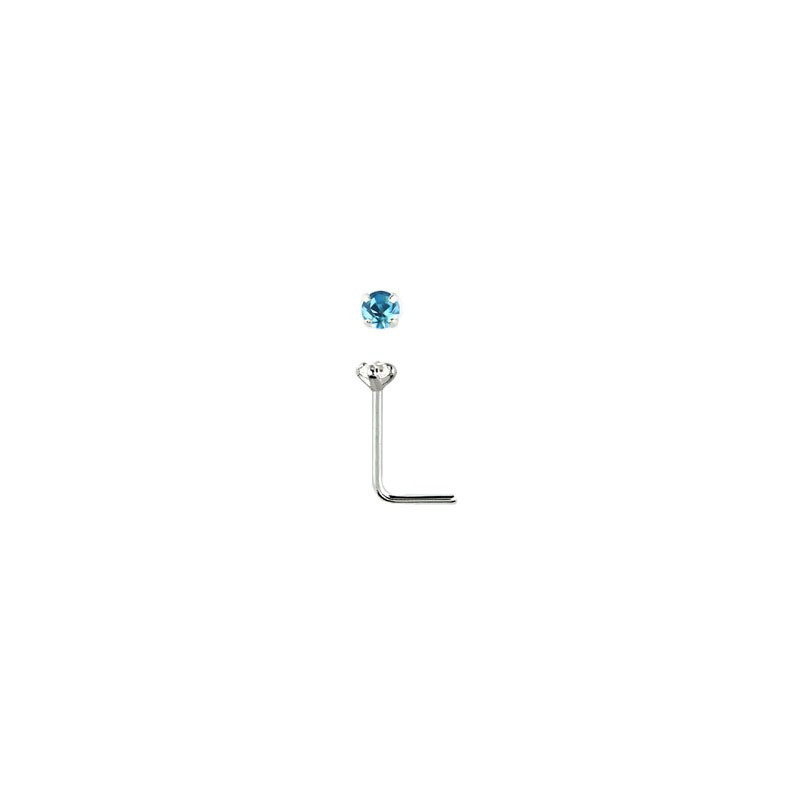 Piercing nez coudé bleu aqua 2mm serti Piercing nez2,20 €