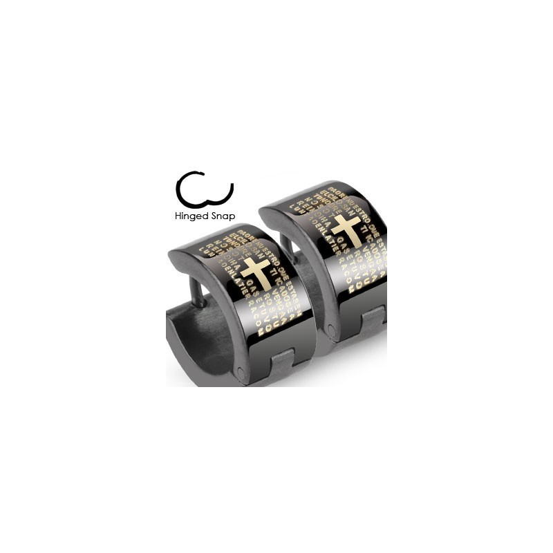 Boucle anneau oreille croix sur fond noir Cuty Bijoux6,85 €