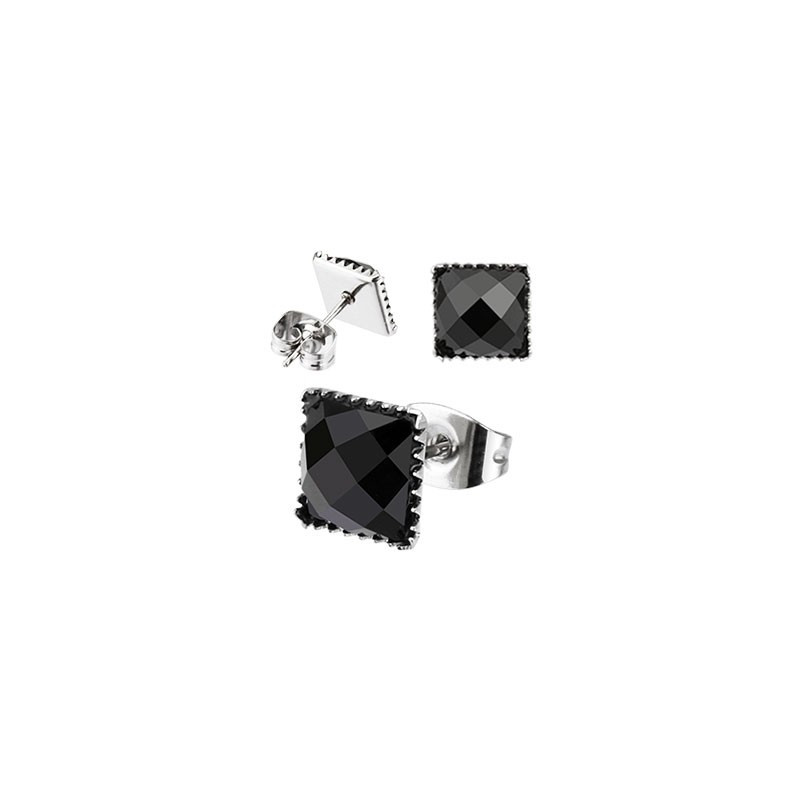 Puces d'oreilles 6mm carré en onyx noir Lary Bijoux6,50 €