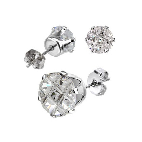 Puces d'oreilles 6mm ronde et zirconium strié Roz Bijoux5,49 €