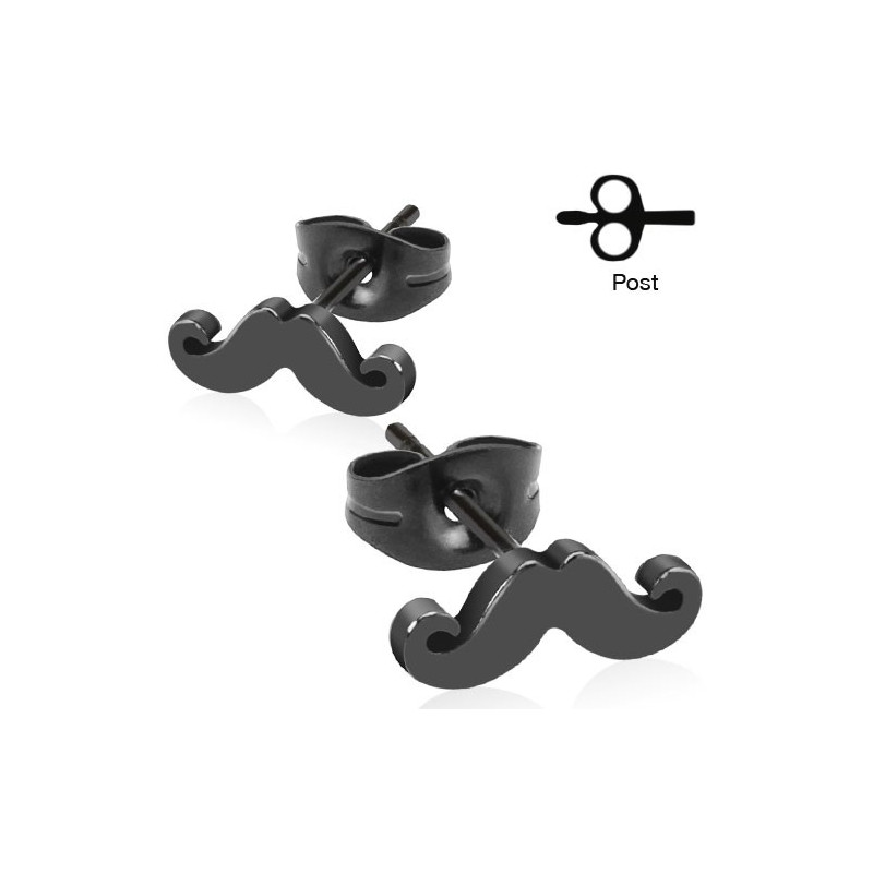 Puces d'oreilles acier avec moustache noire Bilât Bijoux4,55 €