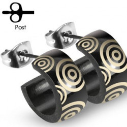 Puces d'oreilles noire anneau et logo tribal Biât Bijoux6,49 €