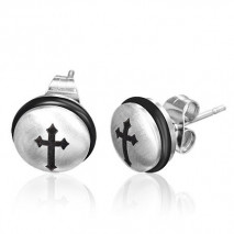 Puces d'oreilles acier avec une croix noire Bilot Bijoux3,49 €