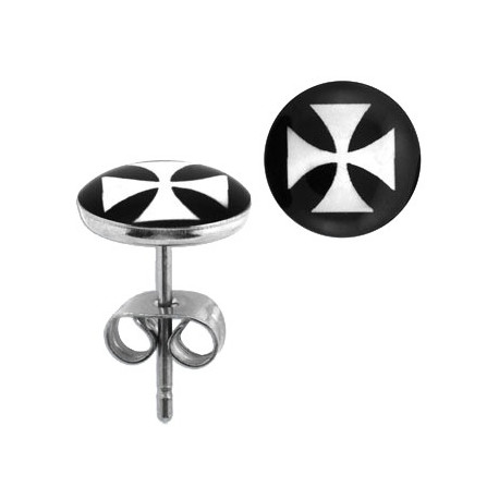 Puces d'oreilles logo avec croix chopper Dixux Bijoux3,30 €