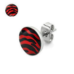 Puces d'oreilles motif zébré rouge et noir Yez Bijoux3,30 €