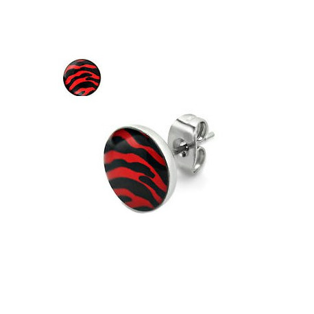 Puces d'oreilles motif zébré rouge et noir Yez Bijoux3,30 €