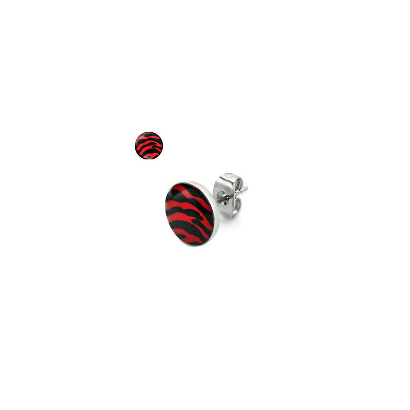 Puces d'oreilles motif zébré rouge et noir Yez Bijoux3,30 €