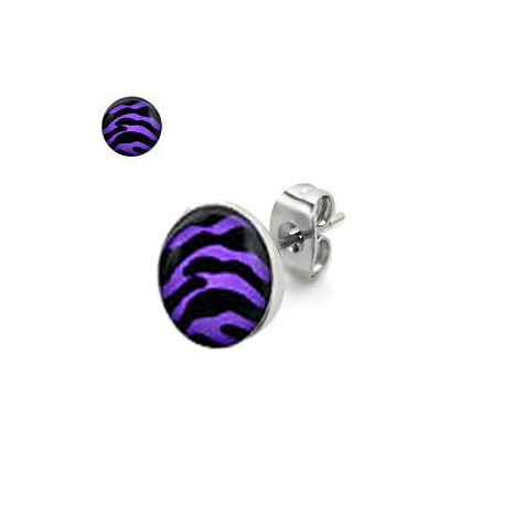 Puces d'oreilles motif zébré violet et noir Daze Bijoux3,30 €