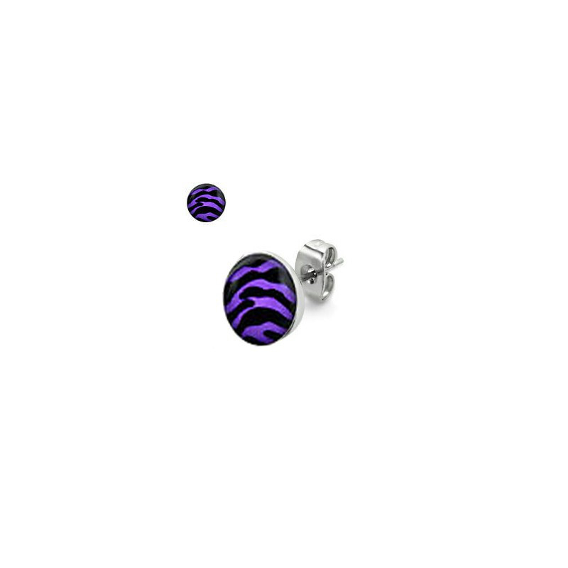 Puces d'oreilles motif zébré violet et noir Daze Bijoux3,30 €