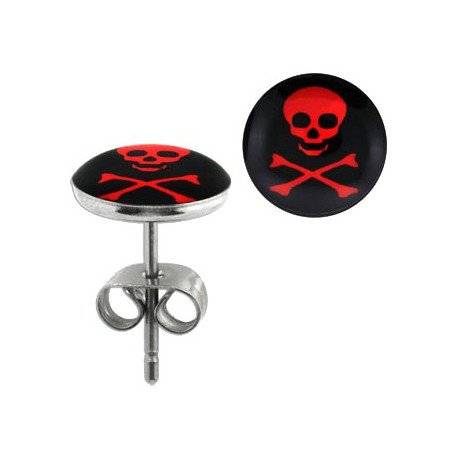 Puces d'oreilles avec tête de mort rouge Dax Bijoux3,30 €