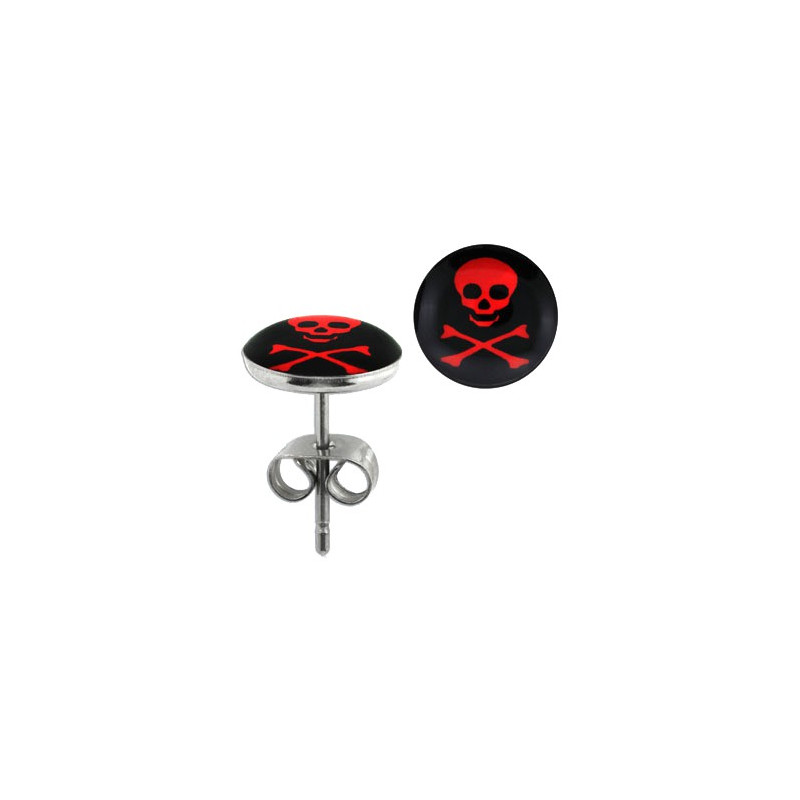 Puces d'oreilles avec tête de mort rouge Dax Bijoux3,30 €