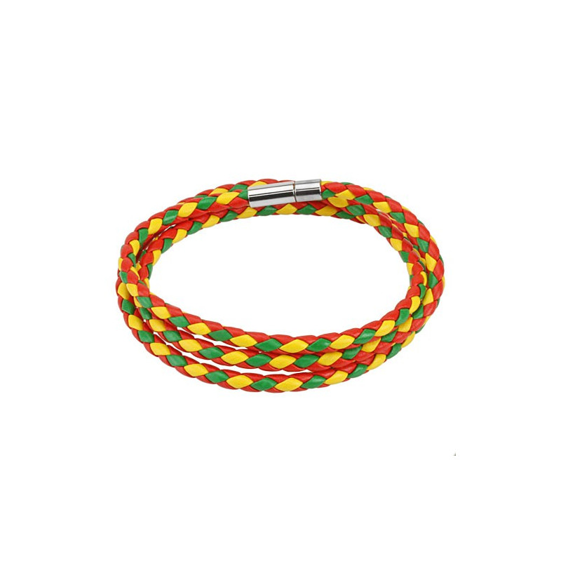 Bracelet double en cuir tressé rouge vert jaune Bijoux6,49 €
