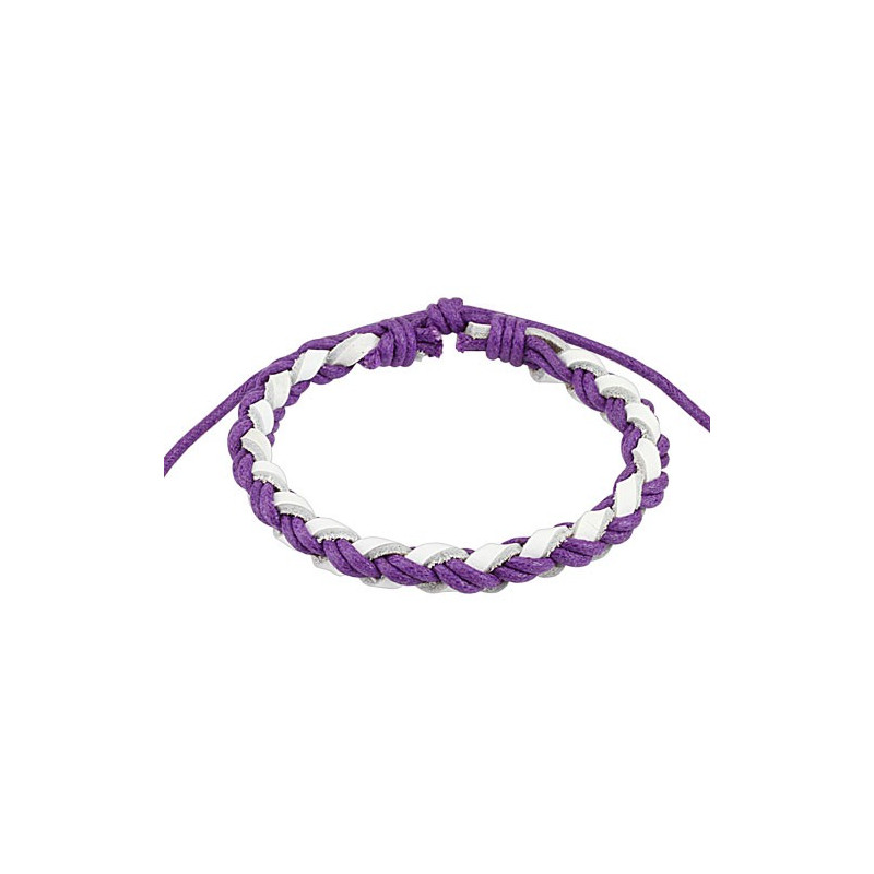 Bracelet cordons tressé cuir violet blanc Wol Bijoux4,60 €
