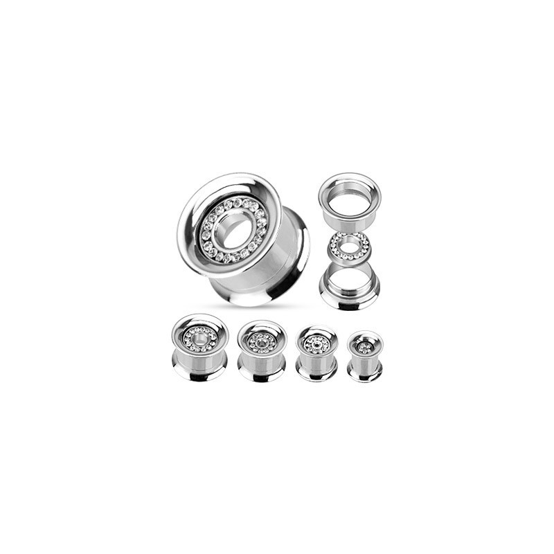 Piercing tunnel acier et zirconiums blanc 12mm Foz Piercing oreille8,99 €