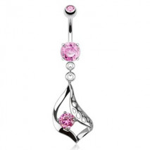 Piercing nombril feuille et zirconium rose Elys Piercing nombril7,80 €