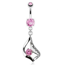 Piercing nombril feuille et zirconium rose Elys Piercing nombril7,80 €