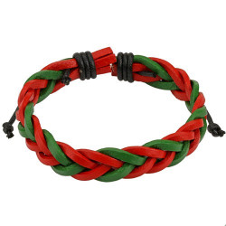 Bracelet en cuir rouge vert tressé Saza Bijoux4,95 €