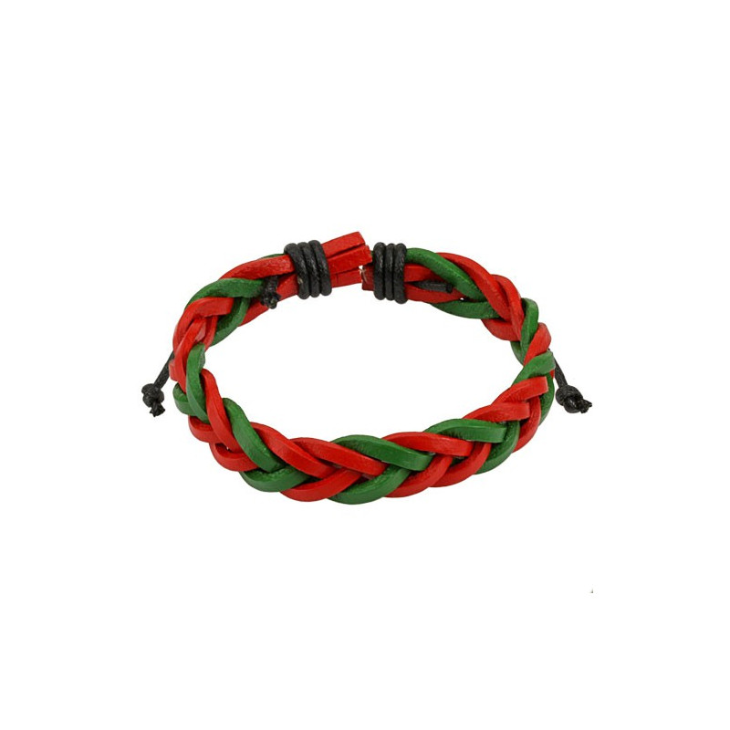 Bracelet en cuir rouge vert tressé Saza Bijoux4,95 €