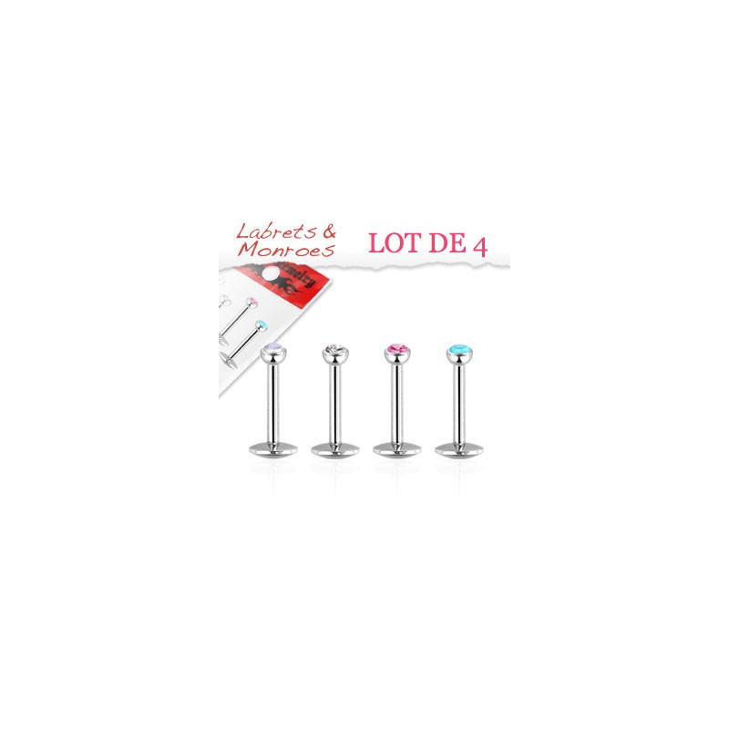 Lot 4 piercings labret 8mm crystals de 2mm Quora Piercing labret8,80 €