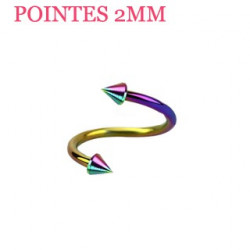 Piercing spirale 6mm arc en ciel et pointes 2mm Piercing oreille4,60 €